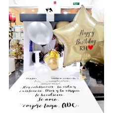 Surprise Balloon Box with Light-up Letters - Metallic