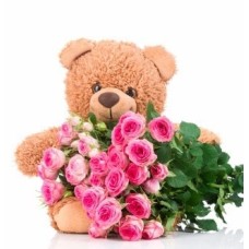 Teddy Bear With Roses Bouquet