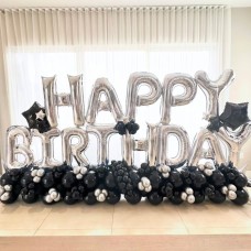 Silver & Black Large Birthday Balloon Letters Arrangement