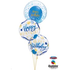 Blue Glitzy Birthday Balloon Bouquet