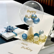 Silver & Blue Bubble Balloon Surprise Box