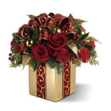 Festive Red Roses Gift Box