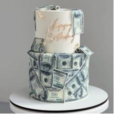 Dollars White 2 Tier Cake