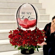 Bubble Balloon with Red Roses Box