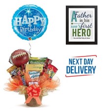 Birthday Balloon, 'Hero' Picture Frame & Dad's Snack Bouquet
