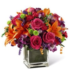 Pink And Orange Blooms Flower Vase