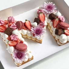 Letter Shape Cake with Berries & Macarons - 1.5 kg