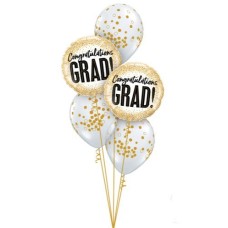 Congrats Grad!' White Gold Graduation Balloon Bouquet