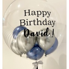 Personalised Bubble Balloon - Blue &amp; Silver (20 inch bubble)