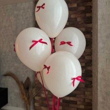 Red & White Ribbon Bow Balloon Bouquet