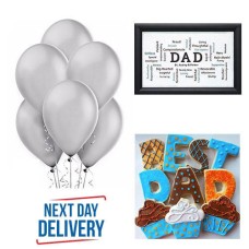 Best Dad' Cookies, Dad Poster Frame & Silver Balloons