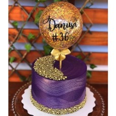 Personalized Purple Cake With Confetti Balloons (Half KG)