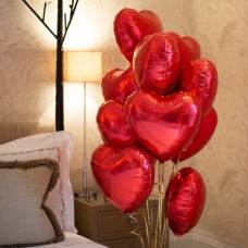10 Red Heart Foil Balloon