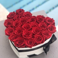 30 Red Roses in a Heart Gift box