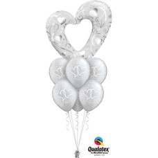 White Balloon Heart Bouquet