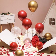 Surprise Balloon Box with Light-up Letters & Red Petals