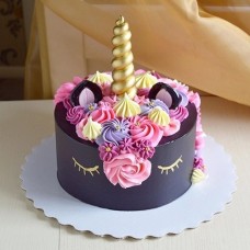 Black Golden Unicorn Design Cake (1 KG)