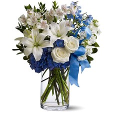 White Roses & Lilies Flower Vase