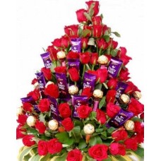 48 Roses Cadbury-Ferrero Bouquet
