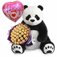 Human Size Panda (4 ft) Ferrero Bouquet Love Balloon