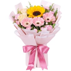 BELLE - Sunflower, Roses, Gerberas, Carnations Bouquet