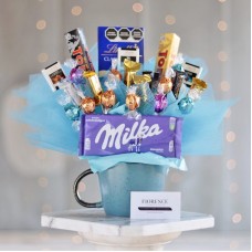 Candy Bouquet with Chocolates in a Large Ceramic Mug
