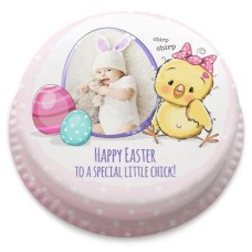 pink chick photo cake