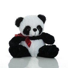 30 Cm Panda Teddy Bear - With Red Striped Bow