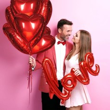 5 Heart Balloons With 1 LOVE Balloon