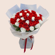 White & Red 24 Roses