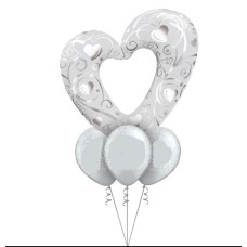 Balloon Bouquet - Silver Heart (Large)
