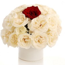 Flowers In Romania - White And Red Rose Arrangement (Standard)