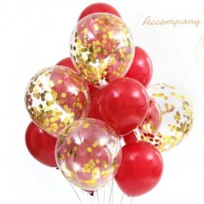 Twelve Balloons in Red and Gold