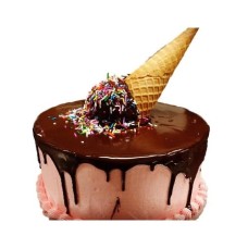 Ice Cream Cone On Chocolate Cake-8