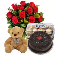 12 Roses, Cake, 16 Chocolates, Teddy Bear