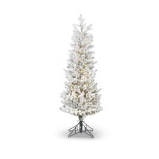 Tree "DC" 4' Slim Flocked Alpine Fir 440 Warm White LED Snake Lights 19"D