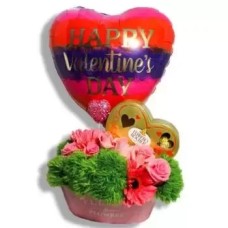 Mixed Pink Flowers With Greenery, Choco
