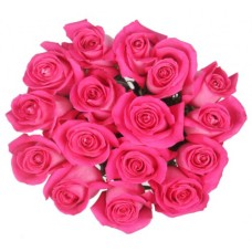 Bouquet Of 15 Dark Pink Roses Topaz