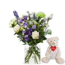 Purple flowers + free bear (Small)