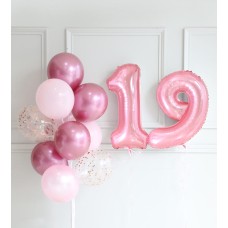 Set balloon number color pink