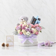 Combo Set(Flower Box, Teddy Bear And Chocolate)