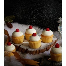 Raspberry Stuffed Snowball Cupcakes