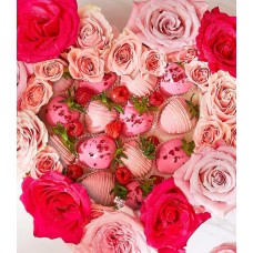 Pink Blush Chocolate Strawberry Heart Box