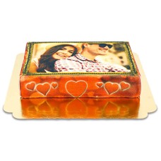 Photo cake with hearts frame (Small ((20×14 cm)6 servings))