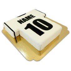 Soccer jersey cake, white with black (Medium (16 Servings))