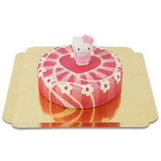 Hello Kitty on Pink Heart Cake (Small (6 Servings))