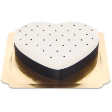 Deluxe Valentine's Day cake in the shape of a heart, black and white (Medium ((25×24 cm)10 servings))