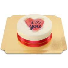 I love you watercolor heart cake (Small ((18 cm)6 servings))