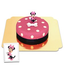 Minnie mouse on dots cake with ribbon (Small (6 Servings))