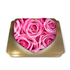 Heart shaped pink rose cake (Medium ((25×24 cm)10 servings))